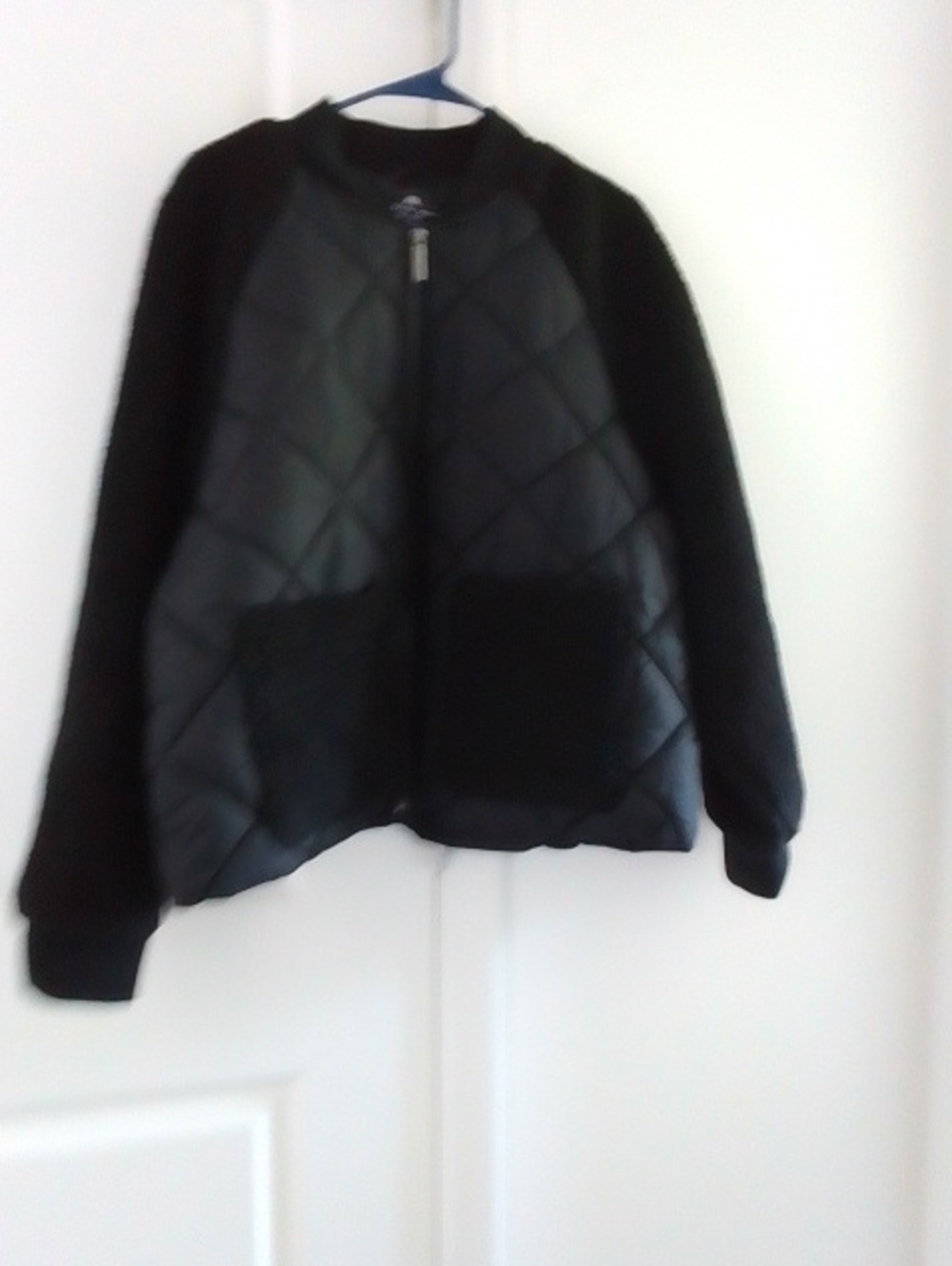 Andrew Marc Women's Sheep Bomber Jacket with Faux Fur Pockets